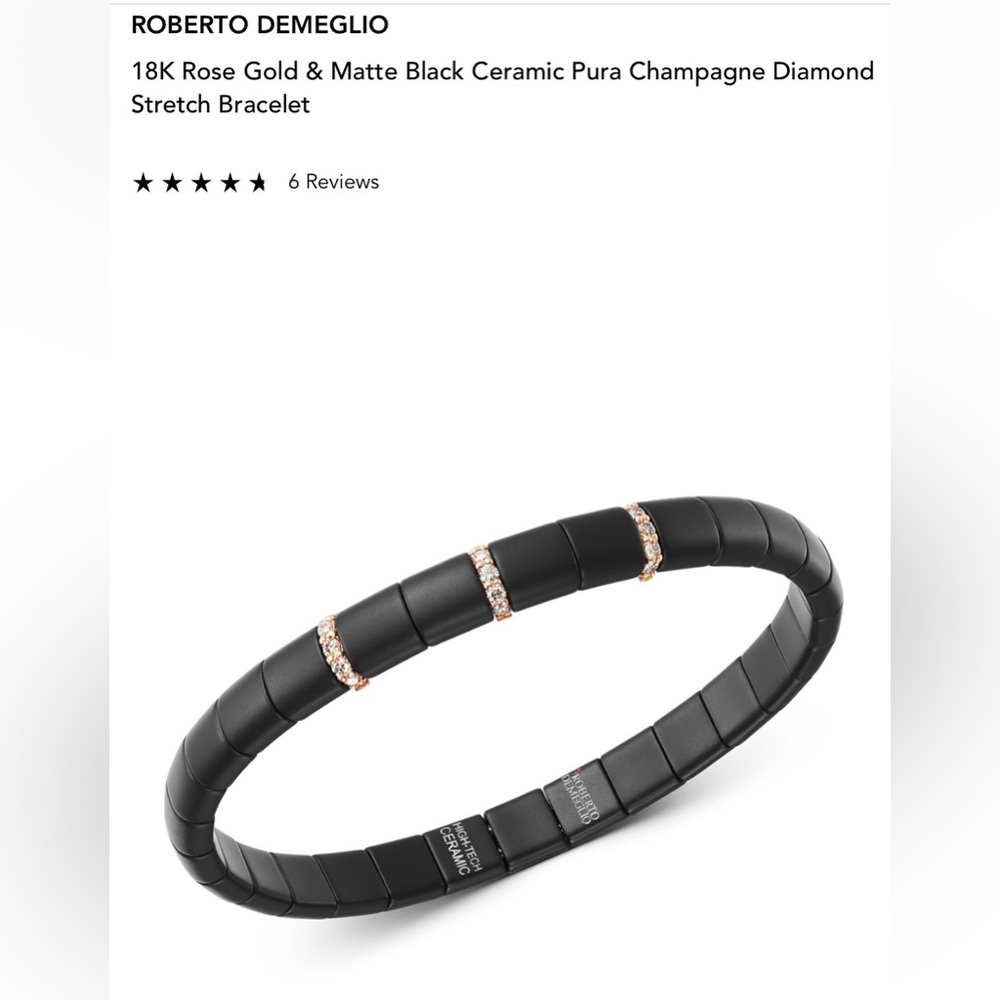 18K Rose Gold & Matte Black Ceramic Pura Champagne Diamond
Stretch Bracelet